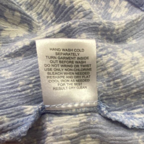 HIPPIE ROSE LONG SLEEVE LIGHT BLUE FLORAL BLOUSE WOMENS SIZE XL - Picture 8 of 9